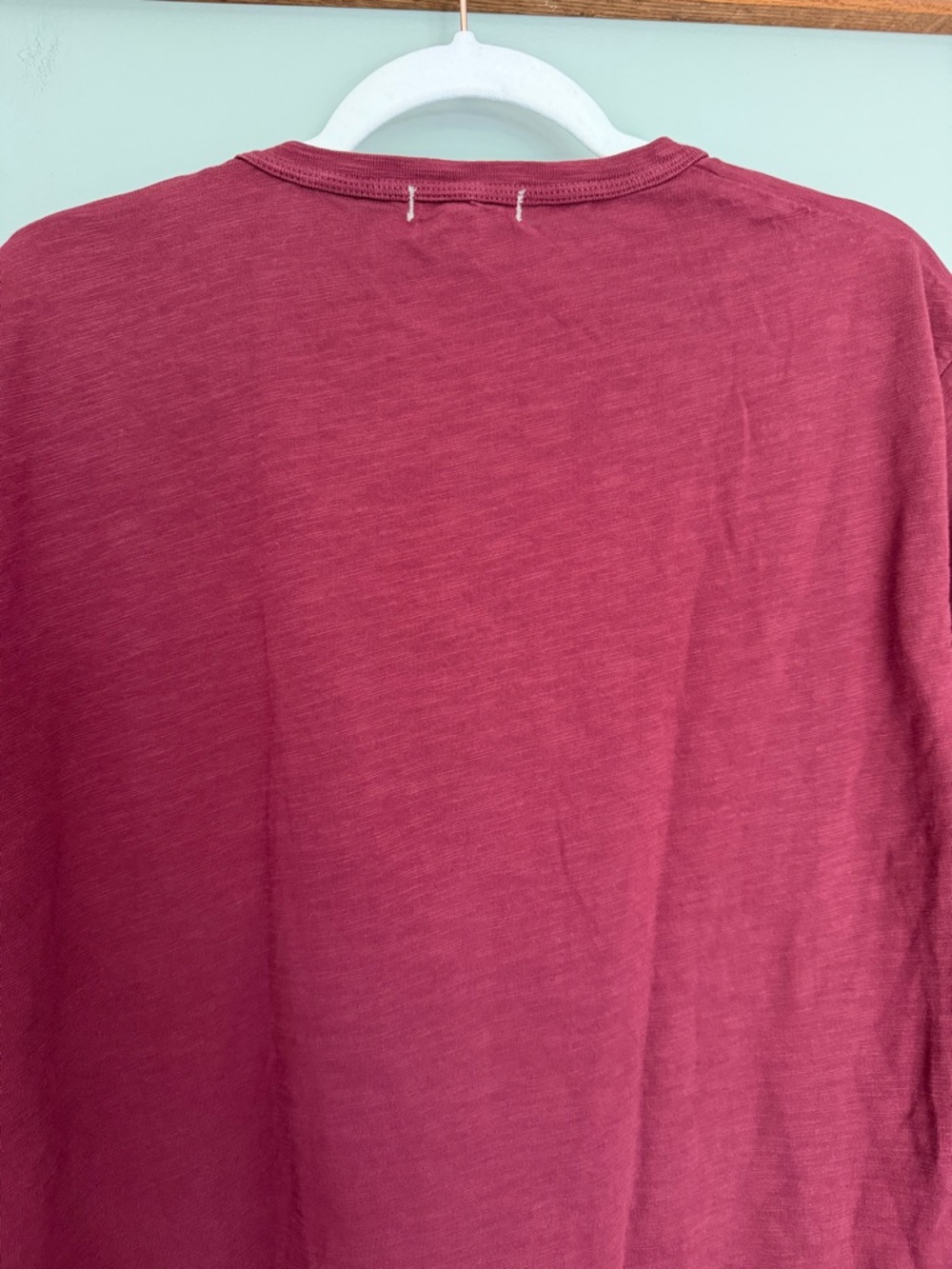 Alex Mill 100% Slub Cotton Burgundy Red Classic Basic Short Sleeve Tee Shirt - Picture 10 of 16